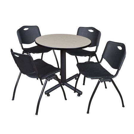 Kobe Kobe Round Table & Chair Set, Wood, Metal, Plastic Top, Maple TKB30RNDPL47BK